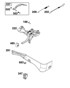 Controls Group Diagram and Parts List for 106232-0129-H5 100000 - 19Z999 Briggs and Stratton Engine